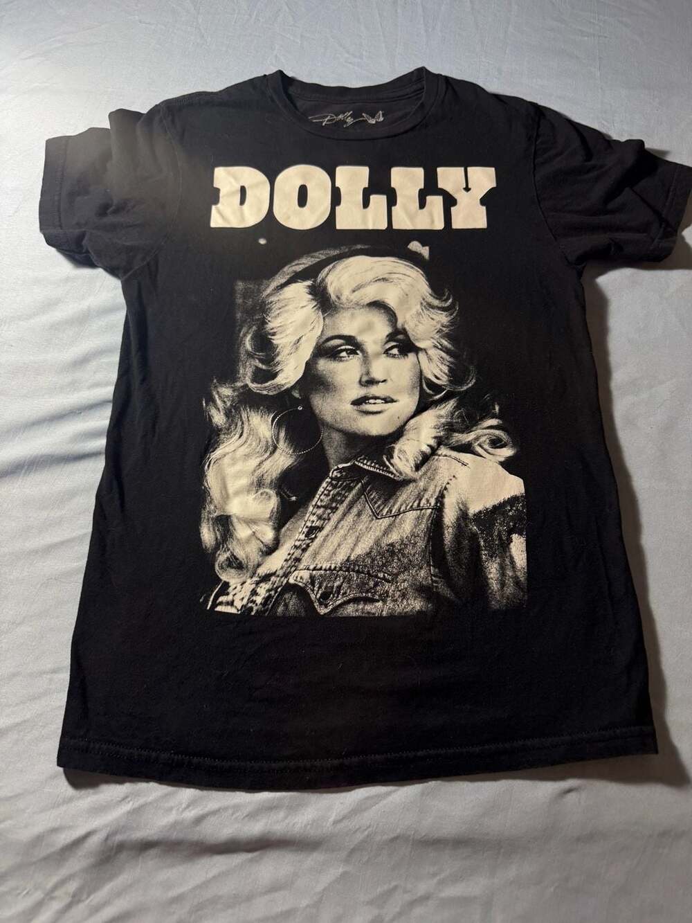 Dolly Parton Black and White Graphic T-Shirt with Portrait Size S